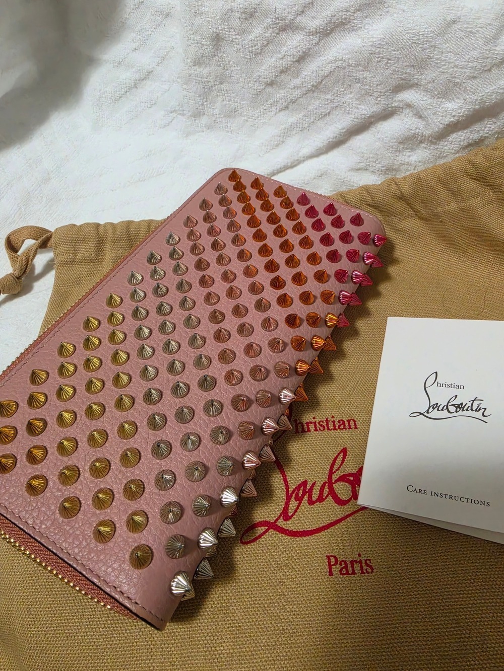 Christian Louboutin Pink Spike-Stud Long Wallet